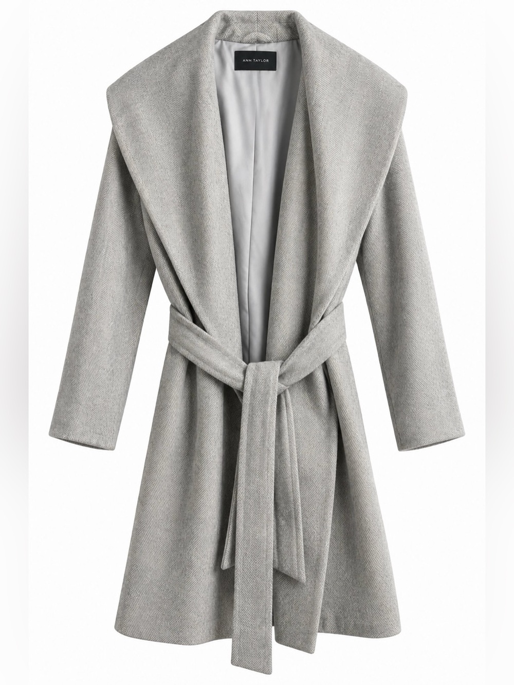 Ann Taylor Women’s Gray Wool Blend Belted Wrap Coat. Size: M.